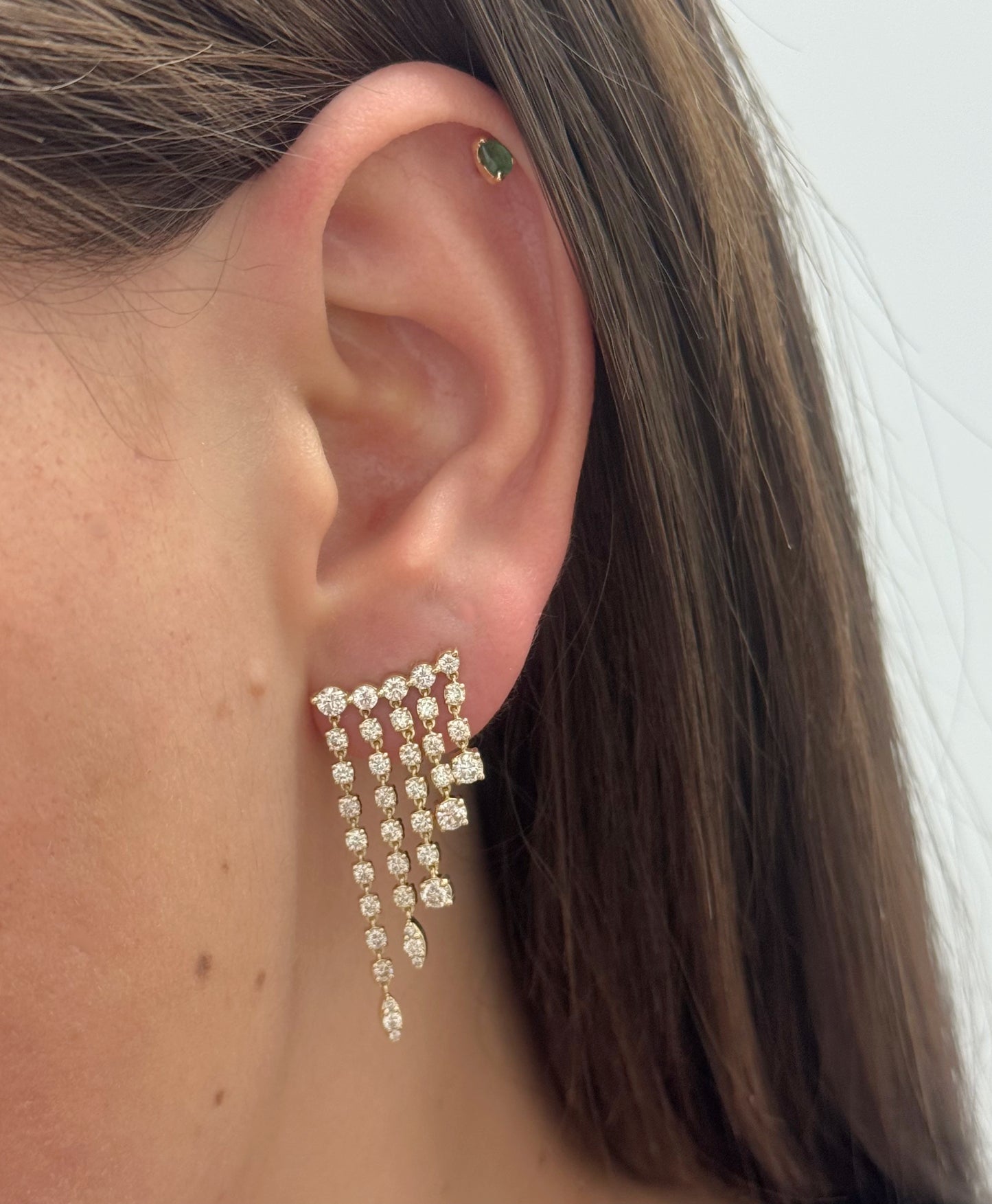 Diamond Cascade Fringe Earrings