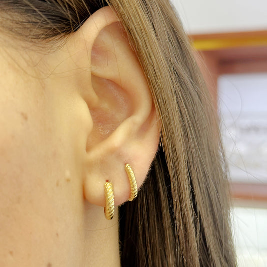 Thin Rope Huggie Hoop Earrings-11.0mm