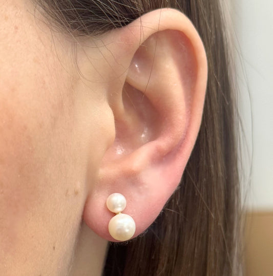 Peek-A-Boo Pearl or Pearl & Turquoise Earrings with Silicone Screwback