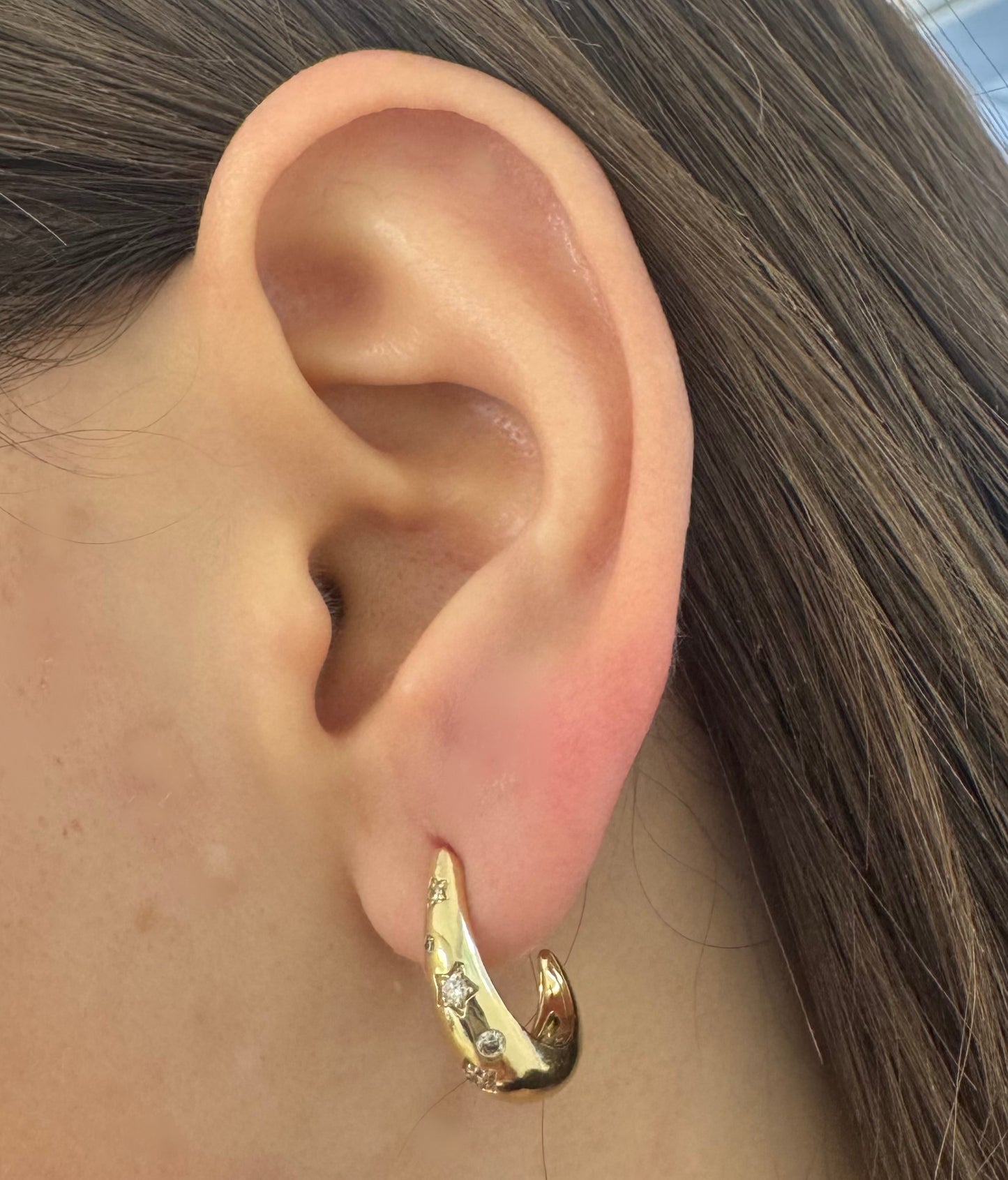 Diamond Star Half Hoop Earrings