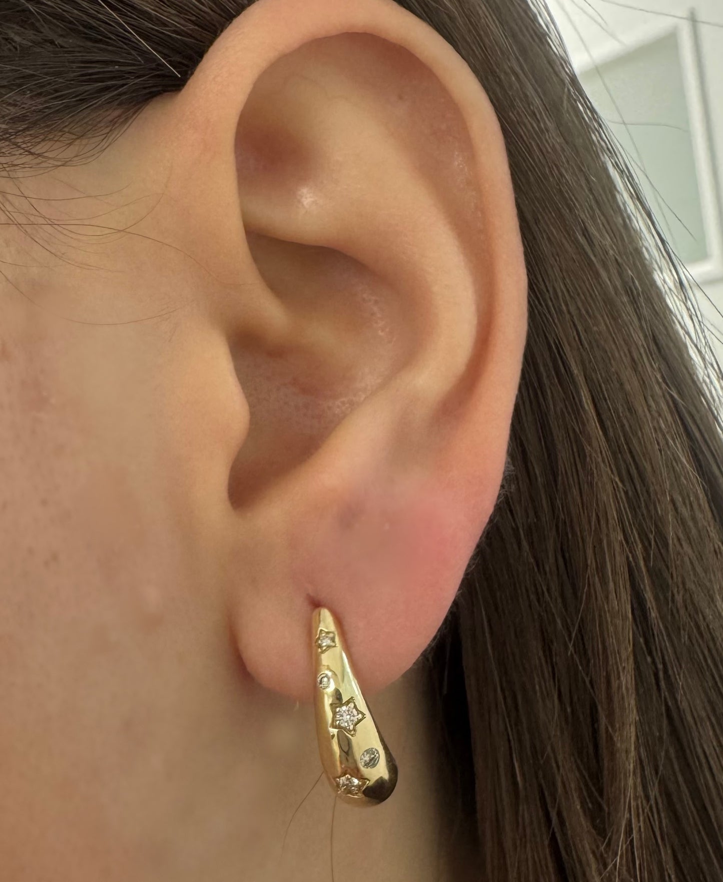 Diamond Star Half Hoop Earrings