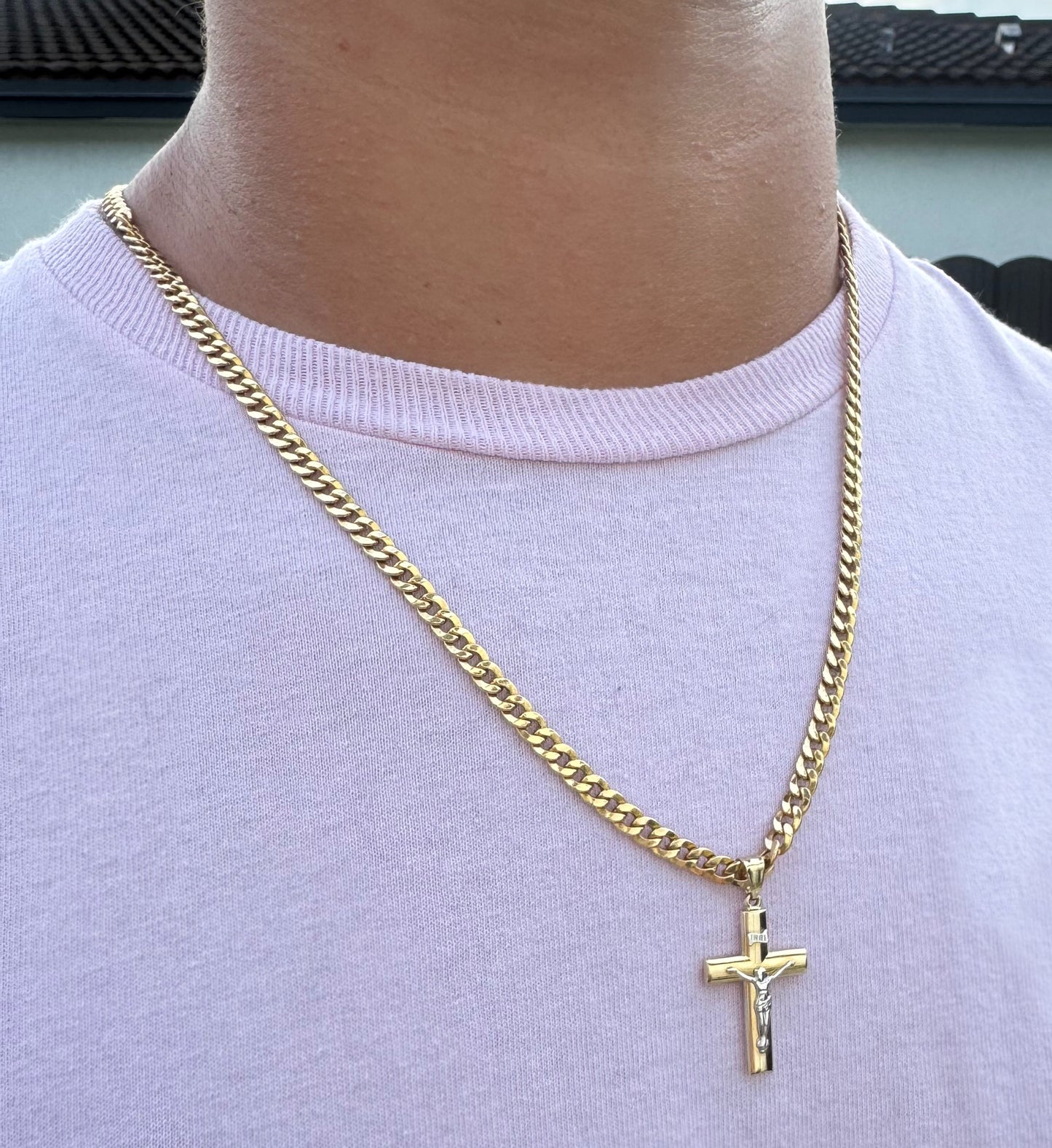 Domed Two Tone Crucifix Cross with Jesus Christ