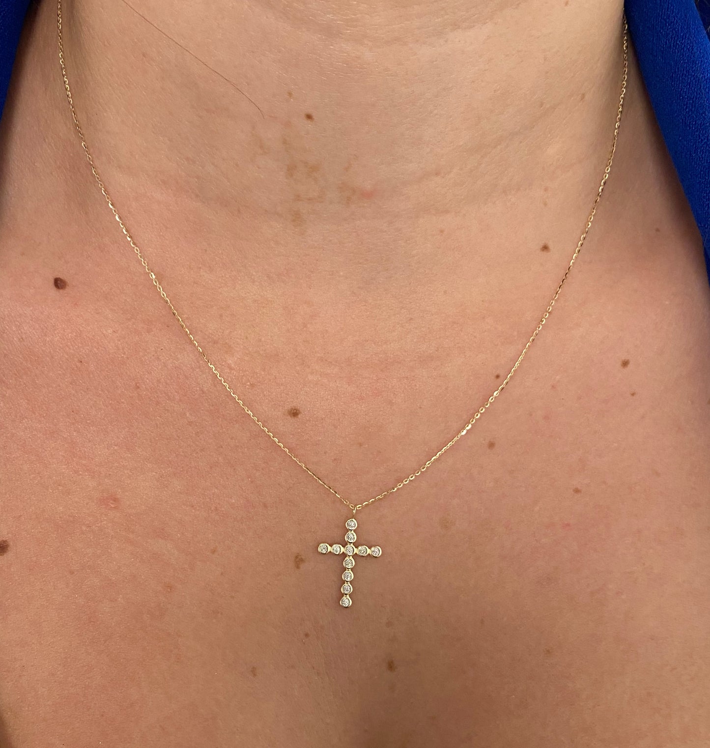 Large Bezel Diamond Cross Necklace