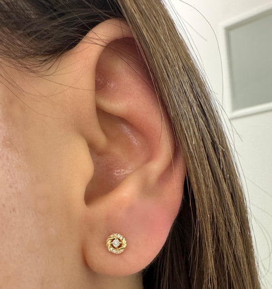 Twist Diamond Stud Earrings