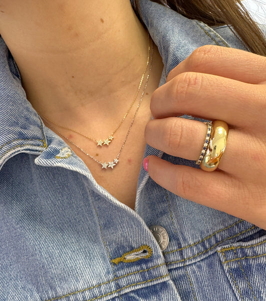 Tri Diamond Star Necklace
