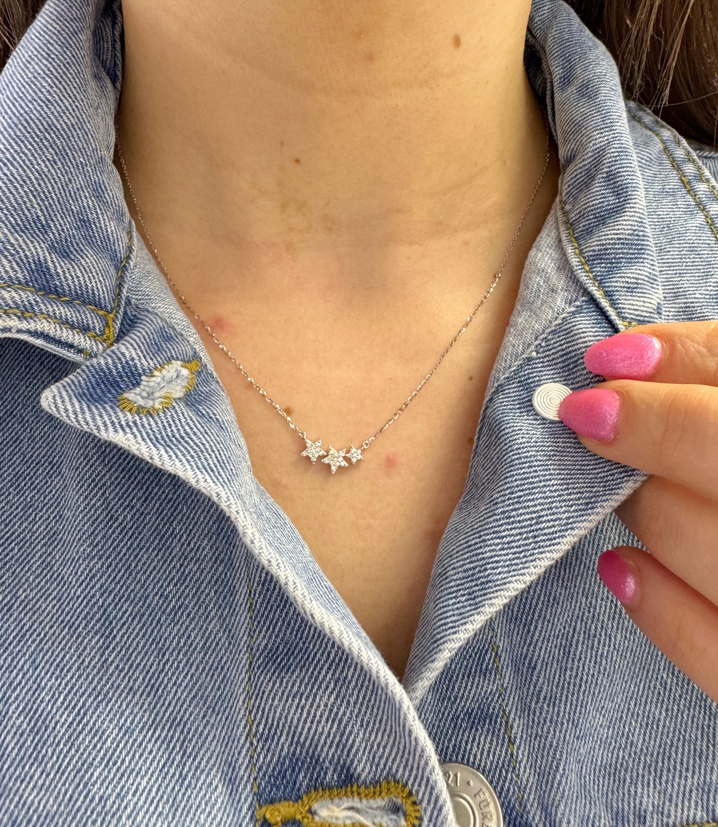 Tri Diamond Star Necklace