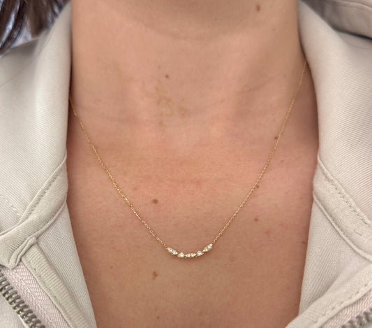 Curved Diamond Bar Necklace