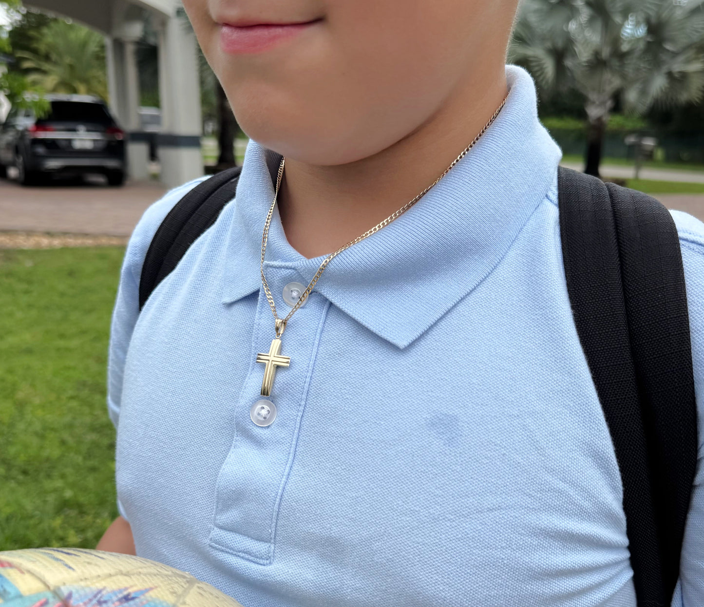 Ribbed Large Cross Pendant