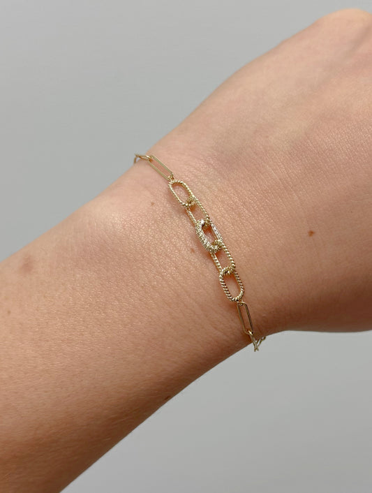Diamond Linked Paperclip Bracelet