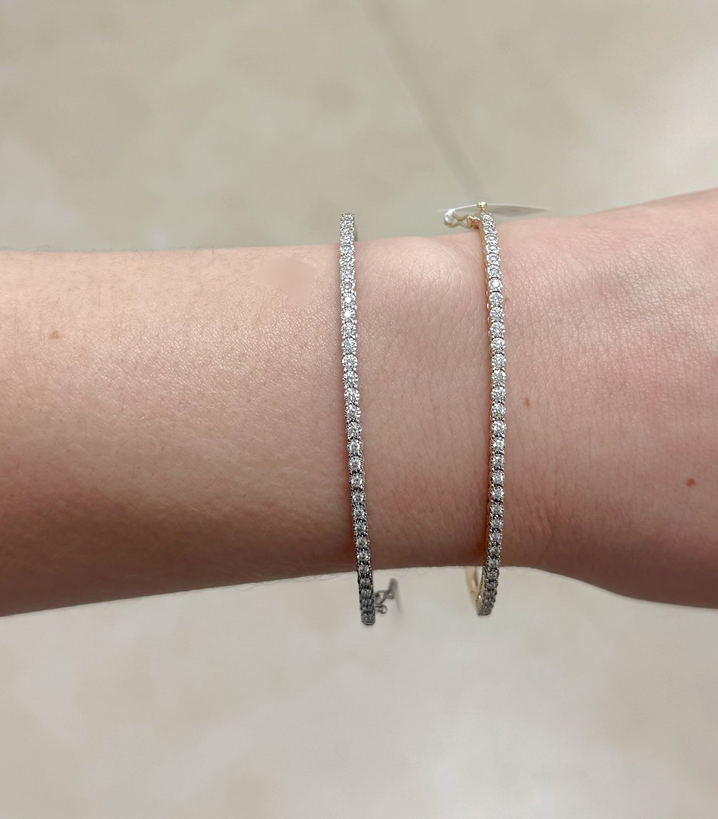 Classic Straight line Diamond Illusion Gold Bangle Bracelet