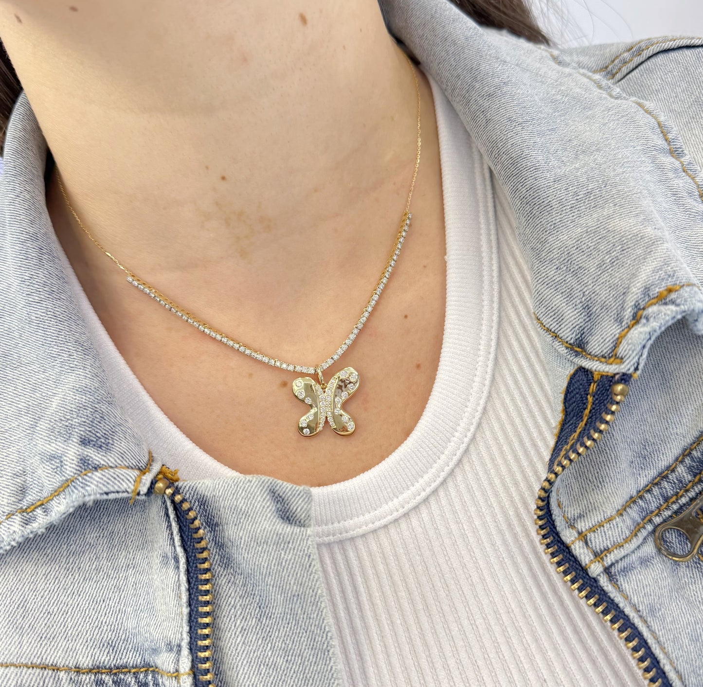Half-Way Diamond Tennis Necklace