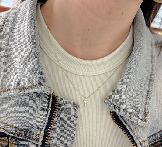 Petite Cubic Zirconia Cross Necklace
