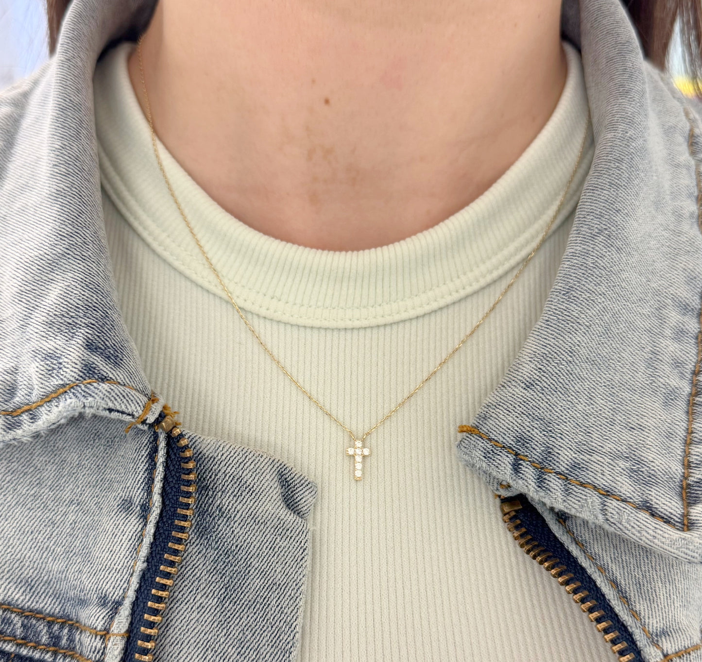 Petite Cubic Zirconia Cross Necklace