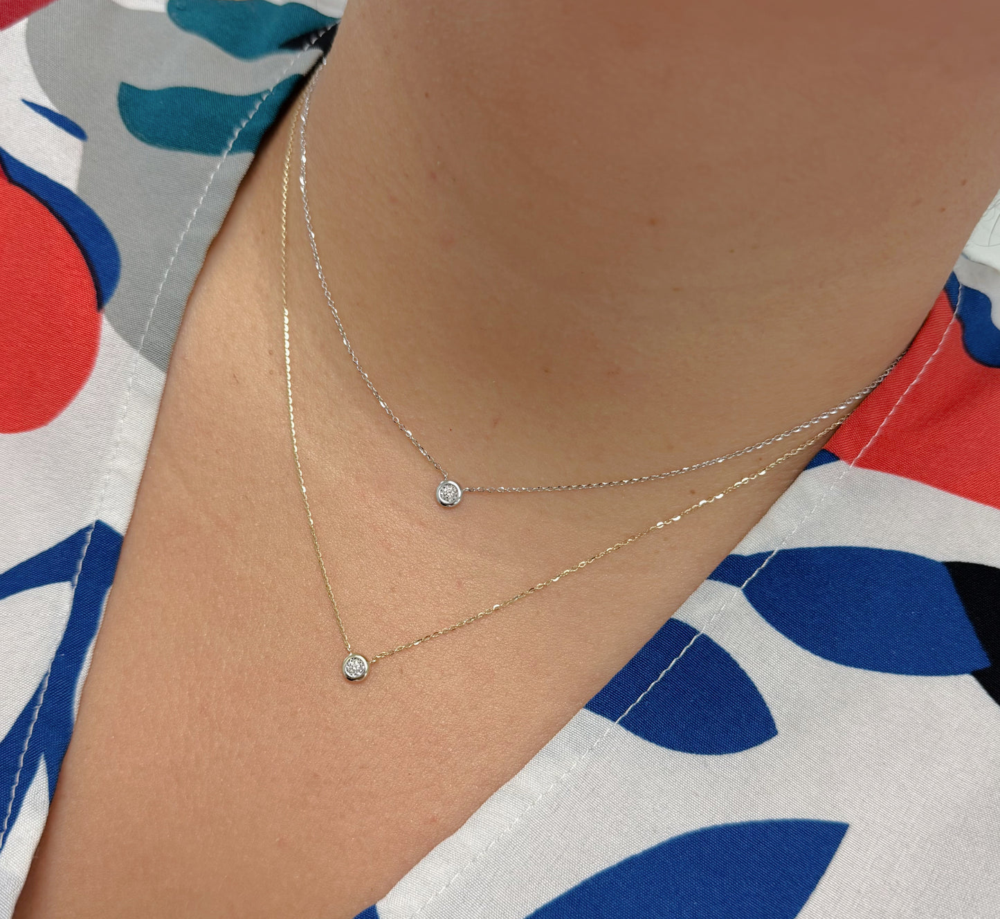 Dainty Bezel Set Diamond Illusion Solitaire Necklace