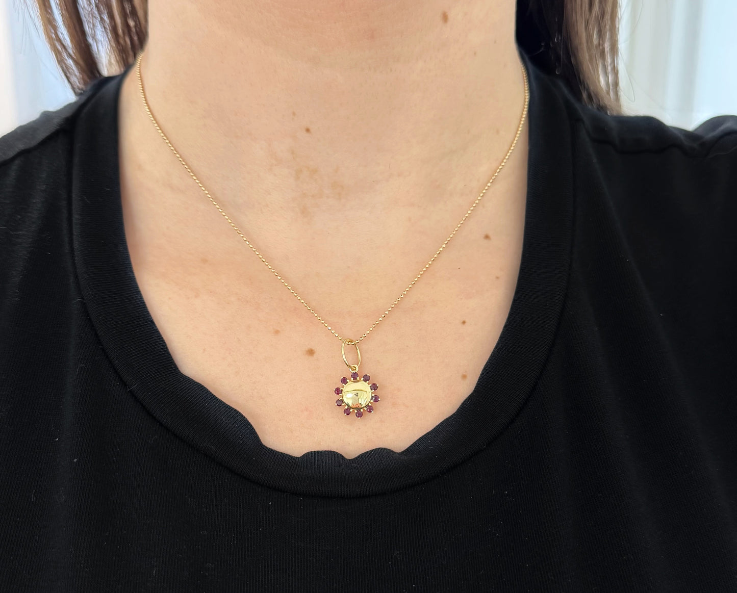 Color Stone Halo Disc Charm