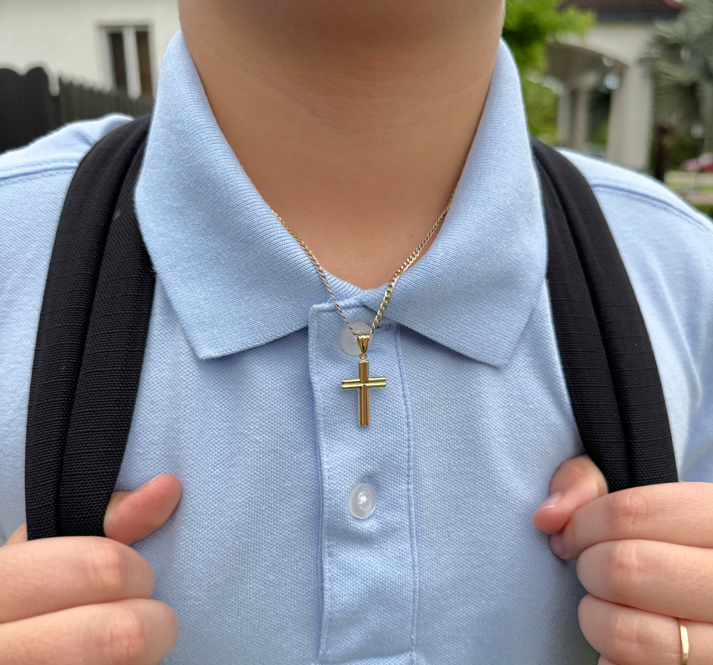 Polished Channel Cross Pendant
