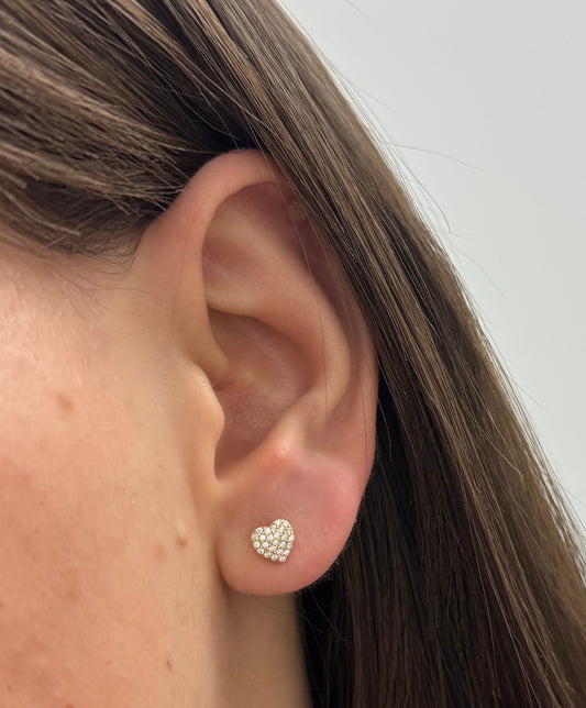 Pave Cubic Zirconia Heart Earrings