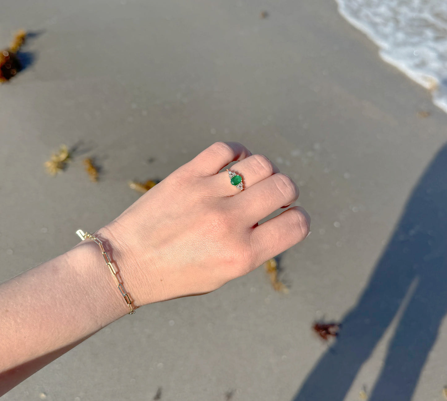 Oval Color Stone with Diamond  Illusions Ring
