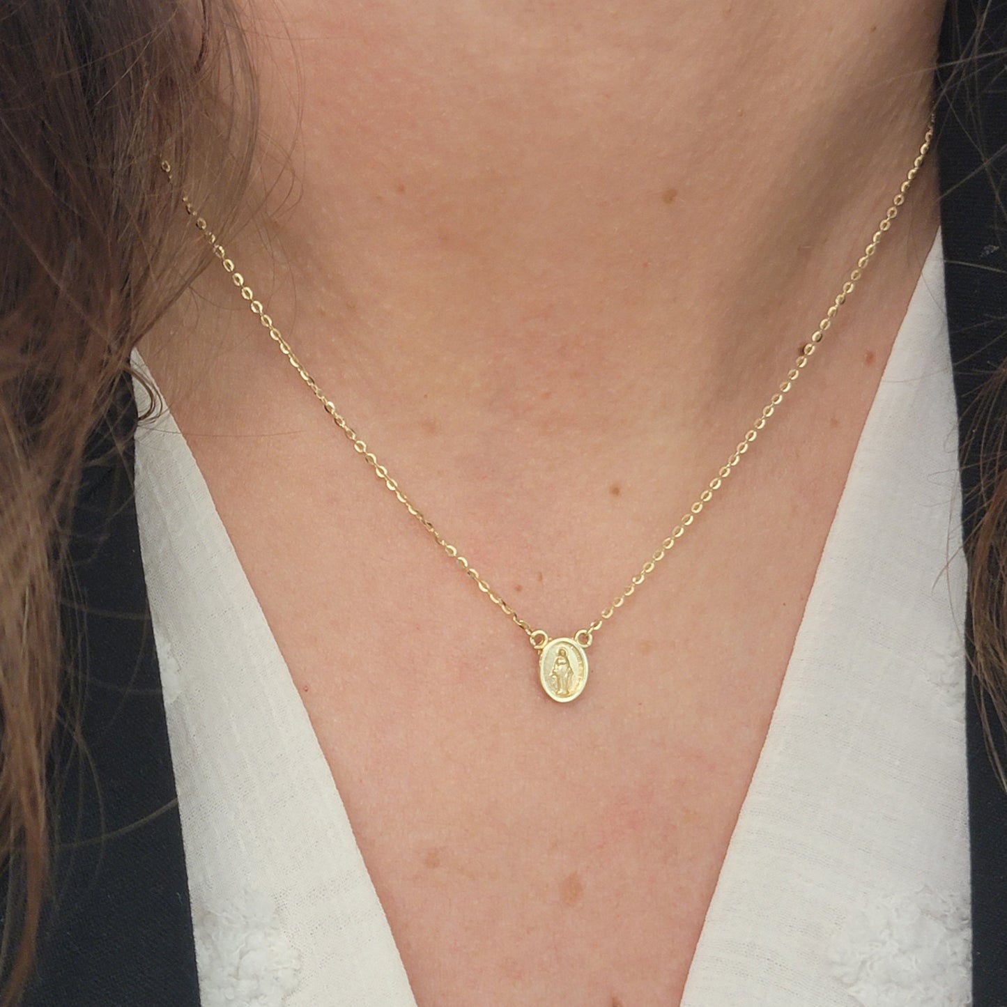 Miniature Miraculous/Guadalupe Medal Necklace