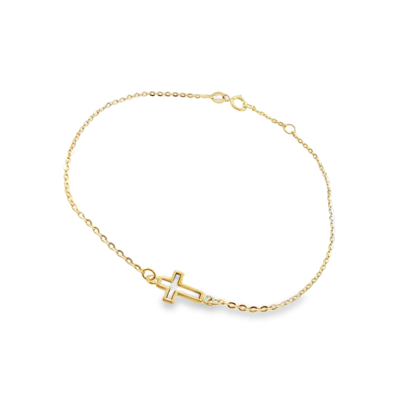 Mother of Pearl Mini Cross Bracelet