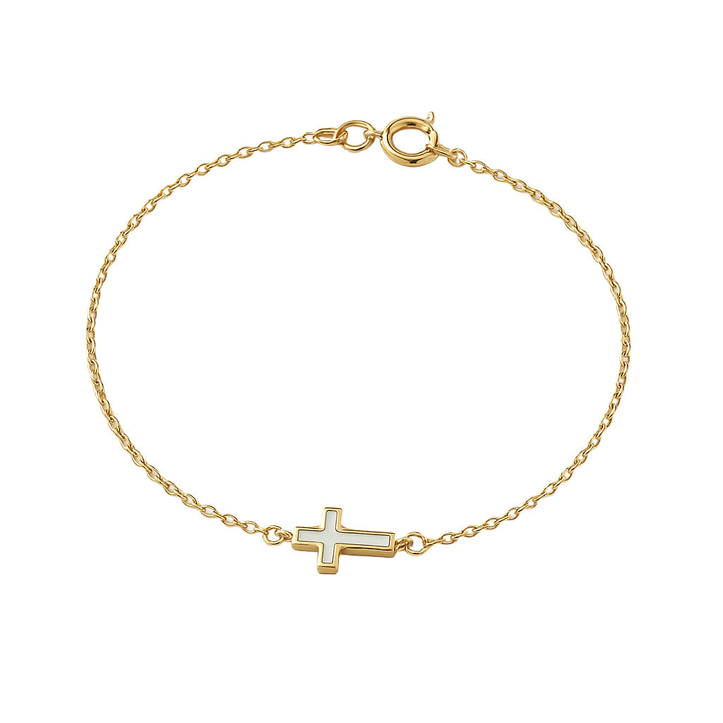 Mother of Pearl Mini Cross Bracelet