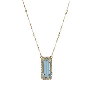 Diamonds and Aquamarine Necklace