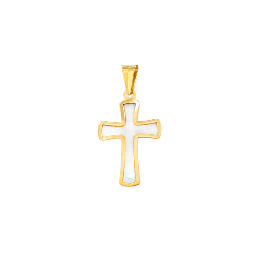 Curved Mother of Pearl Cross Pendant