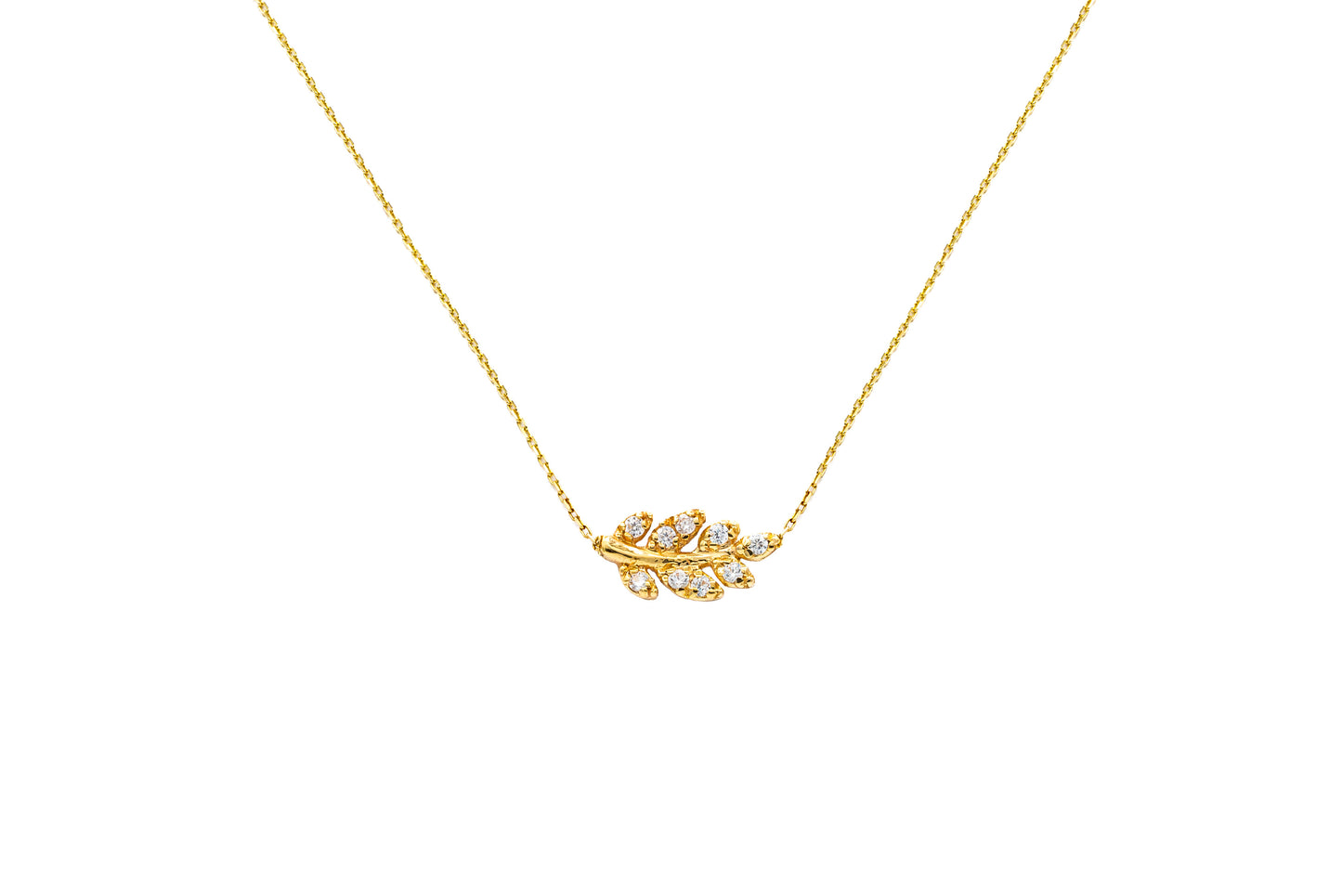 14K Gold miniature leaf necklace