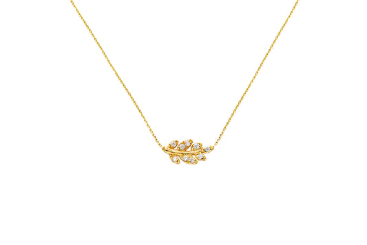 14K Gold miniature leaf necklace