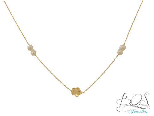 14K Flower and Pearls Necklace