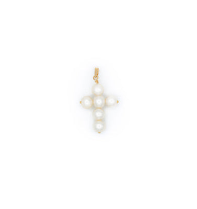 Fresh Water Pearl 4mm Cross on Wire 14K Yellow Gold