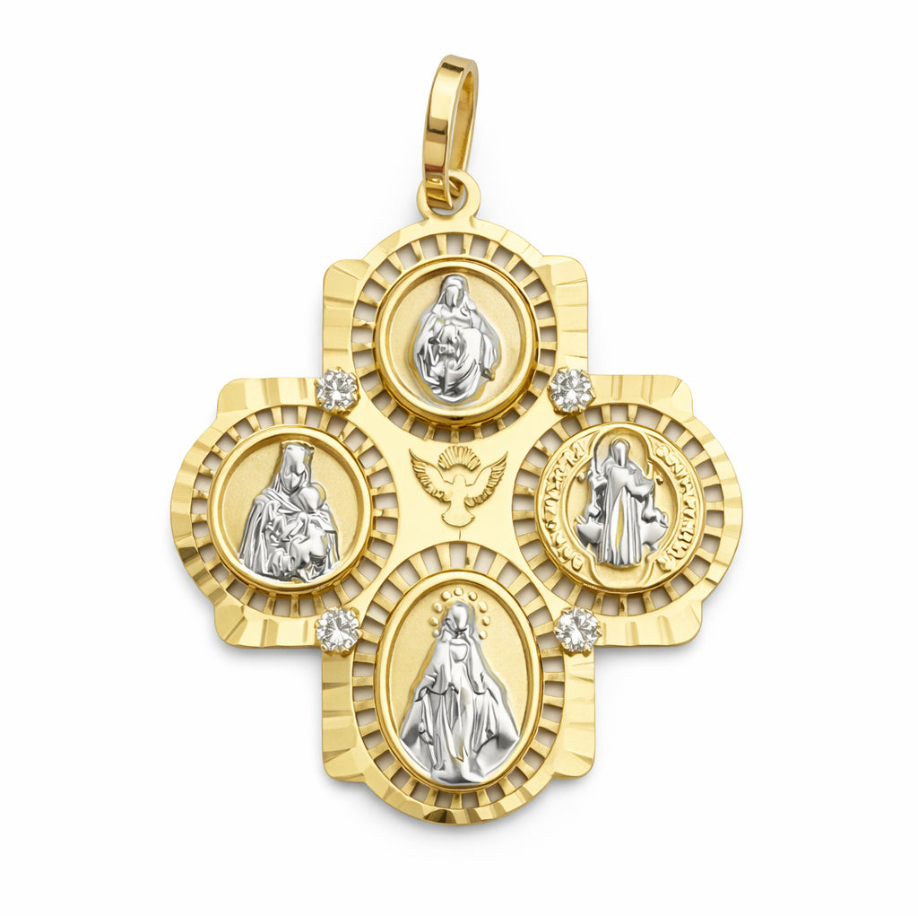 Diamond Four-Way Patron Saint Cross Pendant
