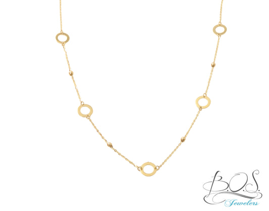 14K Gold Multi Open Circles Necklace