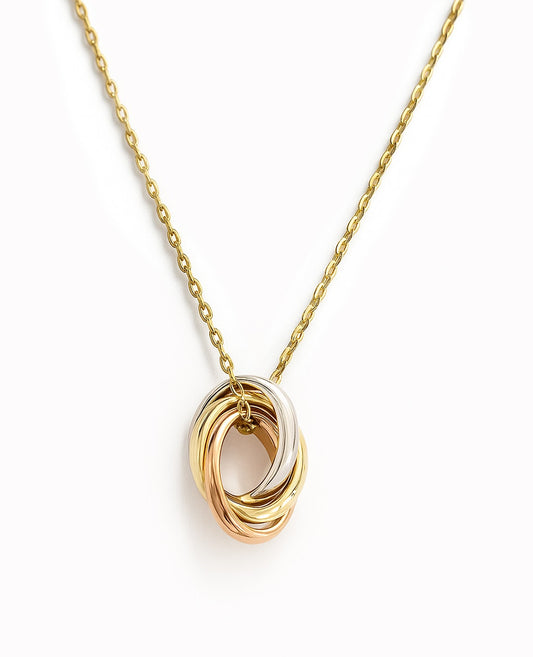 Tricolor Gold Oval Love Knot Necklace