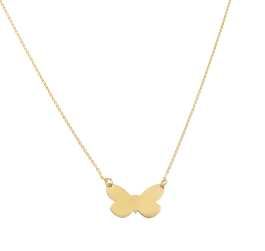 Single Butterfly Choker Necklace 14KY Gold