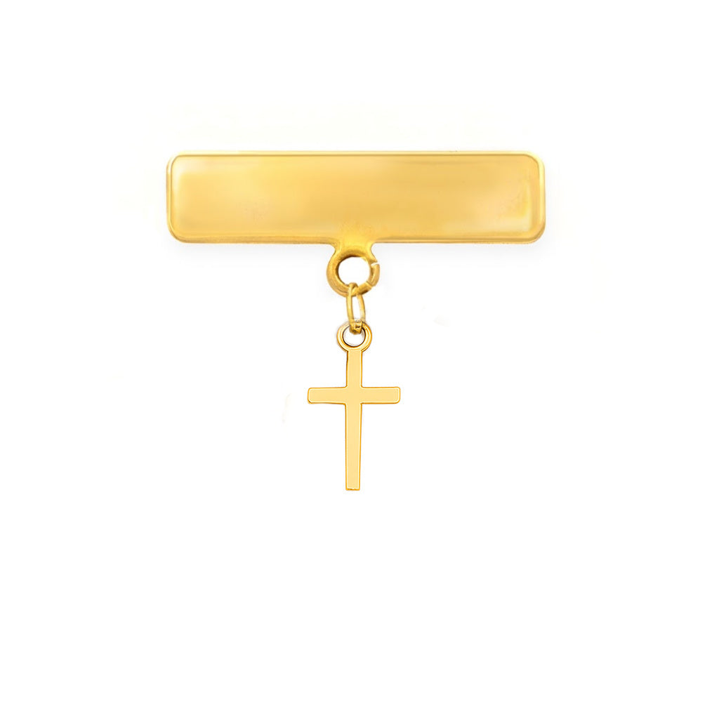 Engravable Plate Mini Gold Cross Baby Pin