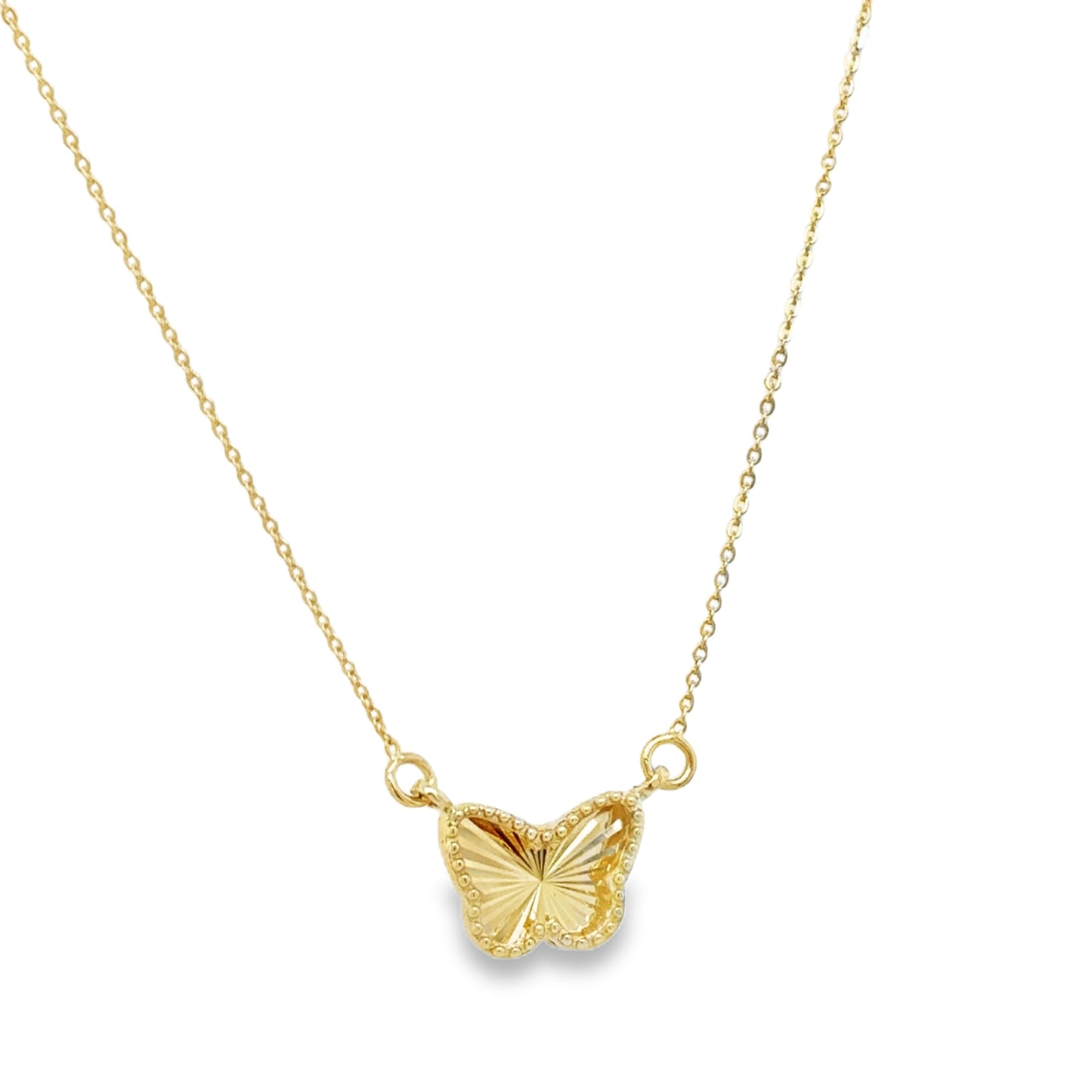 Radiant Gold Beaded Butterfly Necklace