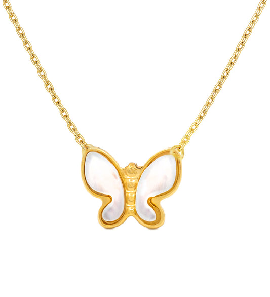 Single Mother of Pearl Butterfly Necklace