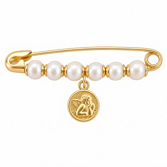 Baptismal Pearl Angel Baby Pin