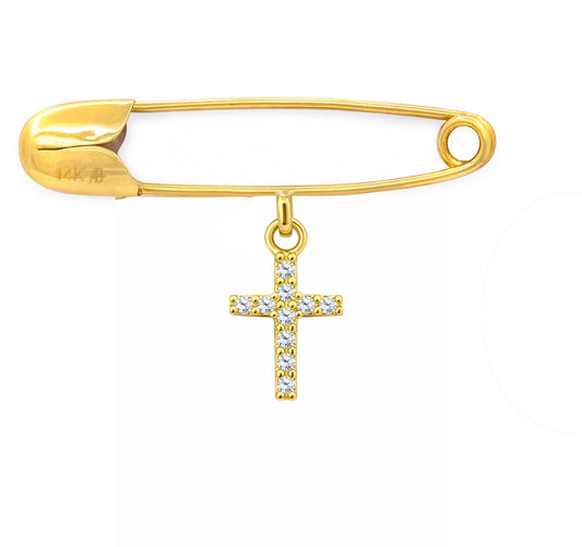 Cubic Zirconia Cross Baby Pin