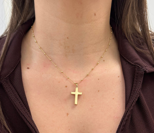 14K Yellow Gold Cross Pendant 20mm