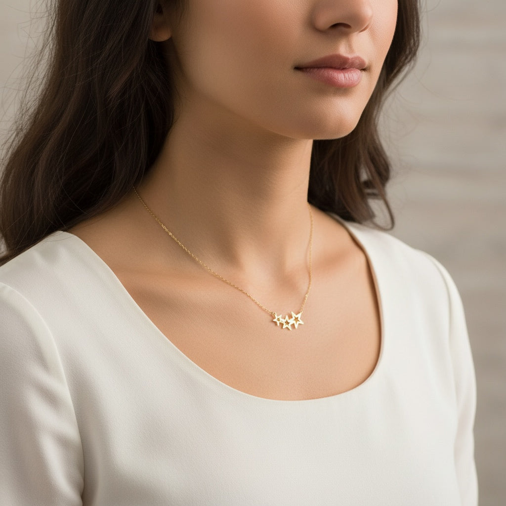 Three Open Stars Necklace