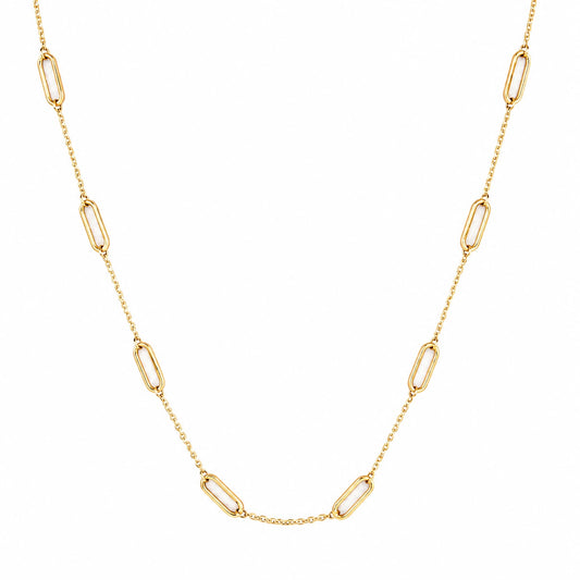 Station Paperclip Link on Cable Chain Necklace