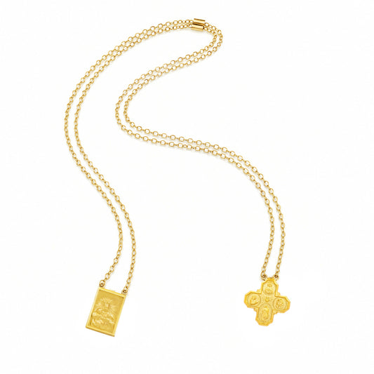 Large Scapular Necklace with Four Saint Cross