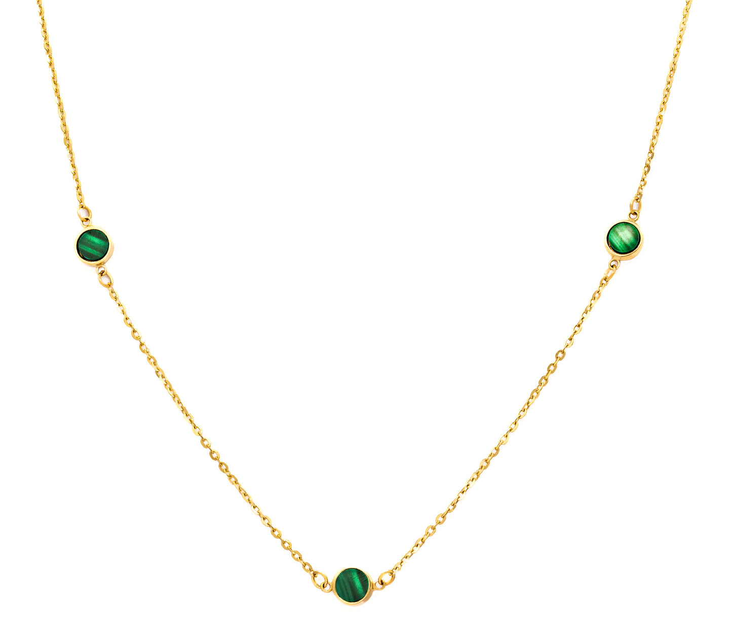 Bold Bezel Malachite Station Necklace