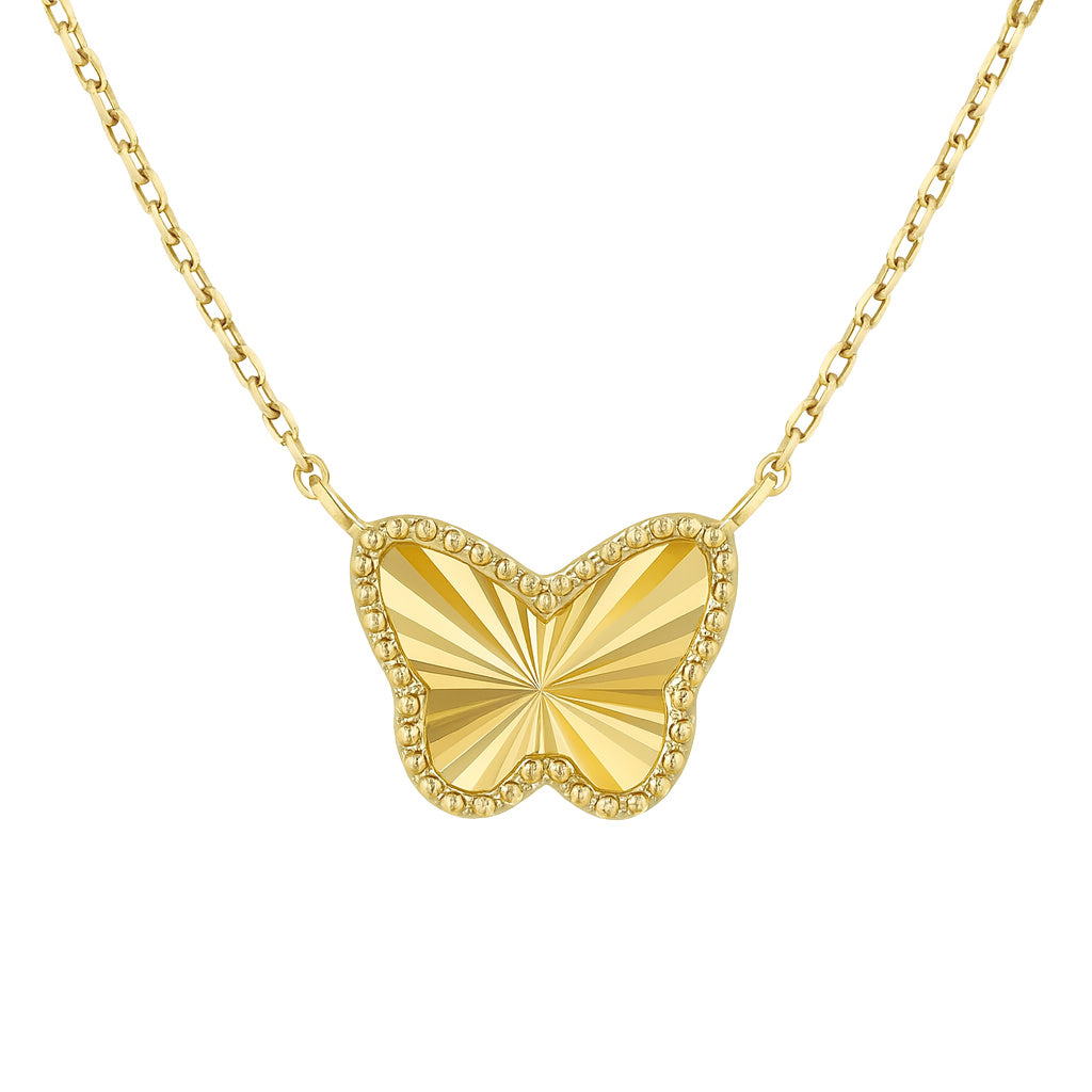 Radiant Gold Beaded Butterfly Necklace