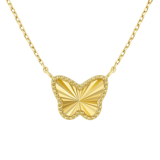 Radiant Gold Beaded Butterfly Necklace