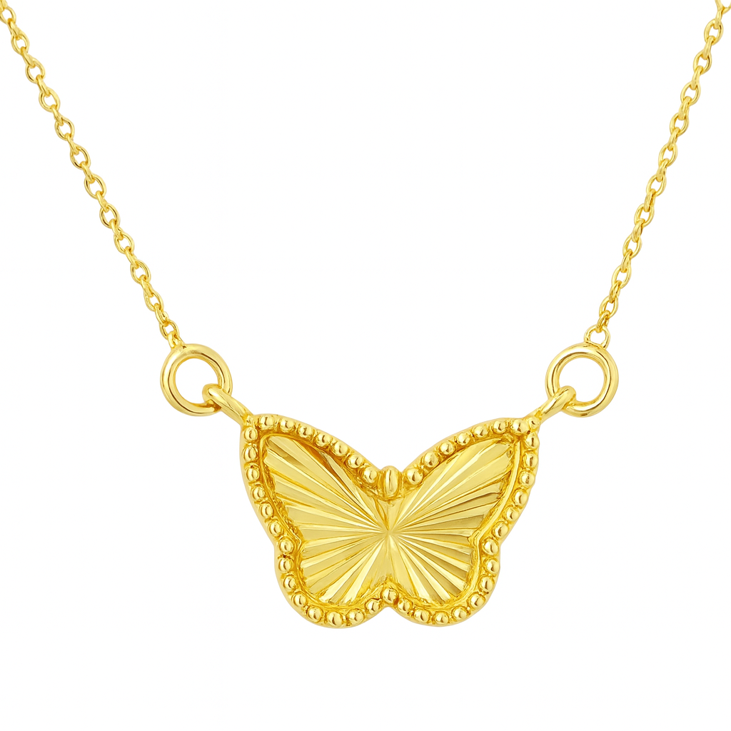Radiant Gold Beaded Butterfly Necklace