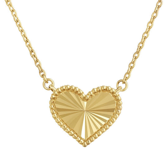 Radiant Gold Beaded Heart Necklace