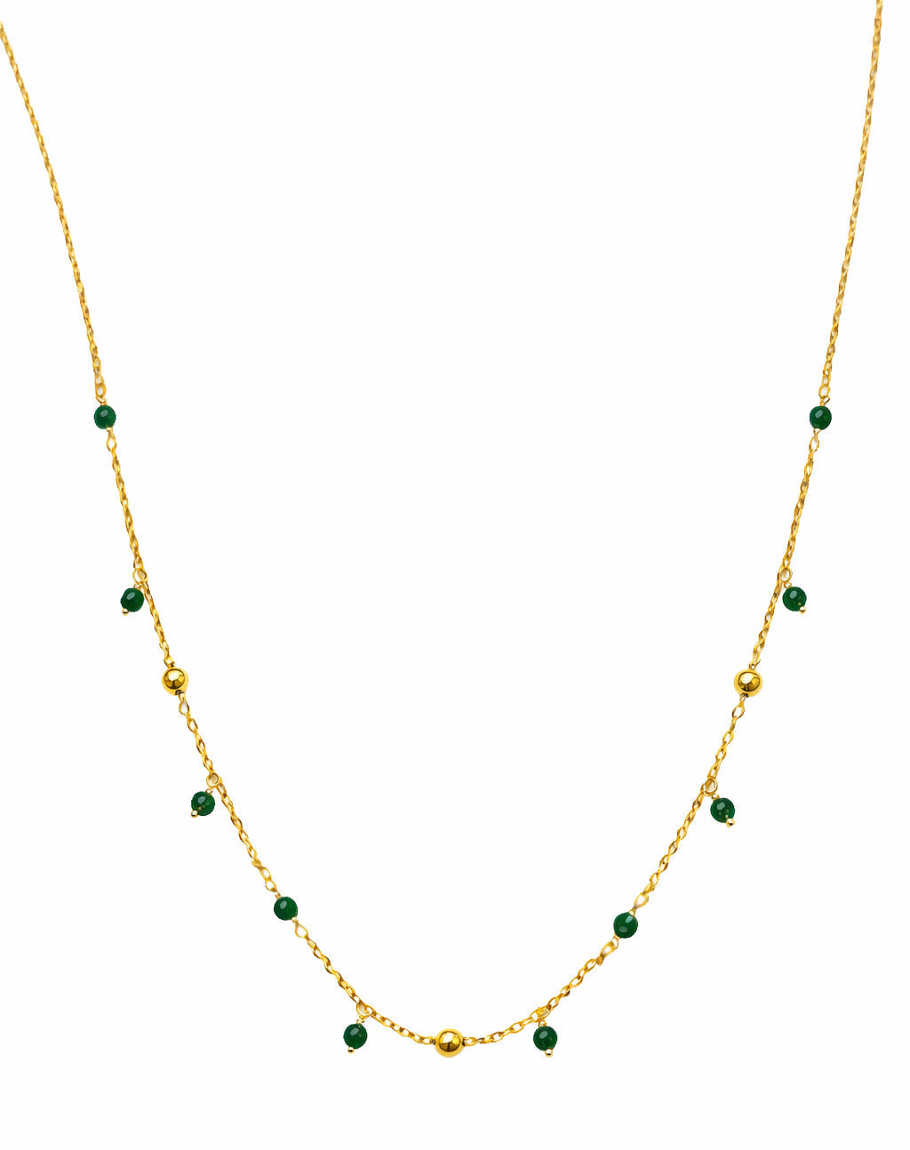 Red/Green Agate Color Stone Dangle And Bead Station Necklace